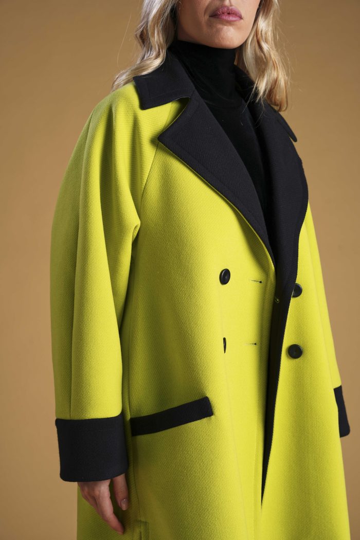 Cabanne Gyanni cappotto over size doppio petto bicolore taglia unica - immagine 3