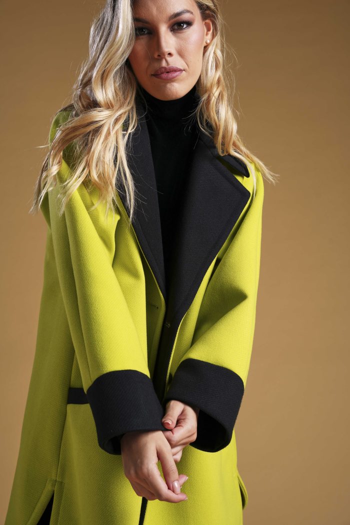 Cabanne Gyanni cappotto over size doppio petto bicolore taglia unica - immagine 4
