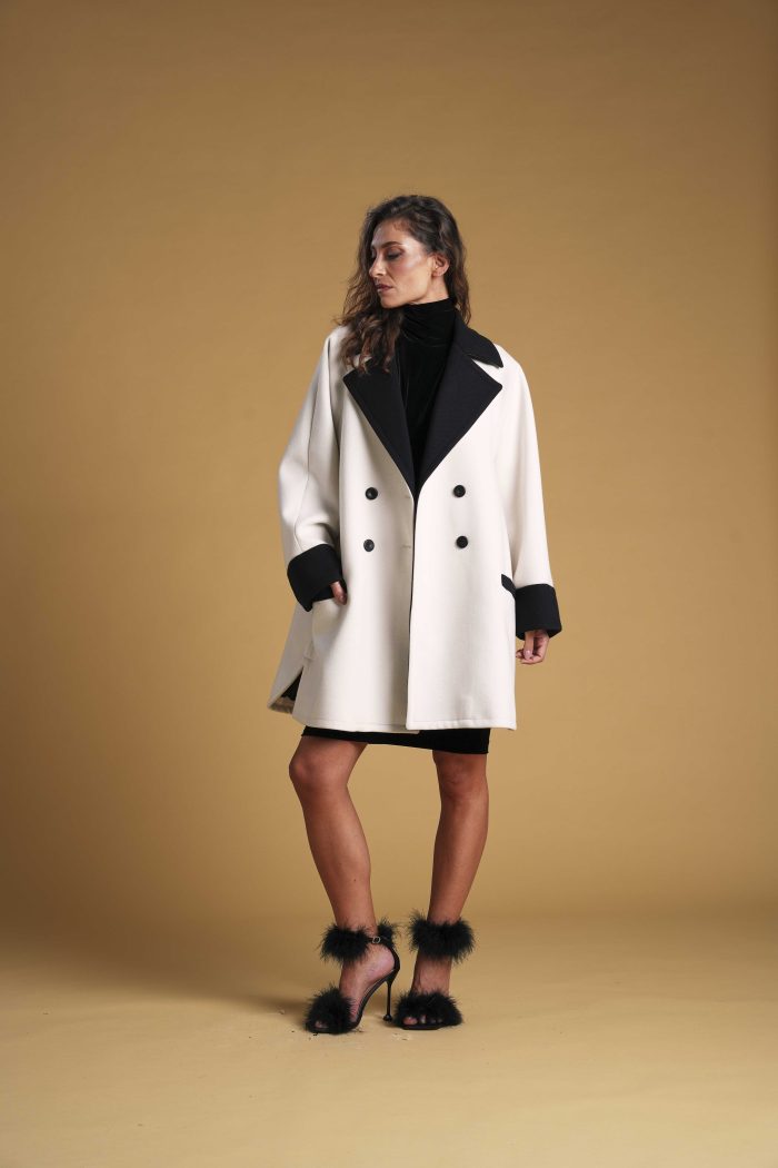 Cabanne Gyanni cappotto over size doppio petto bicolore taglia unica