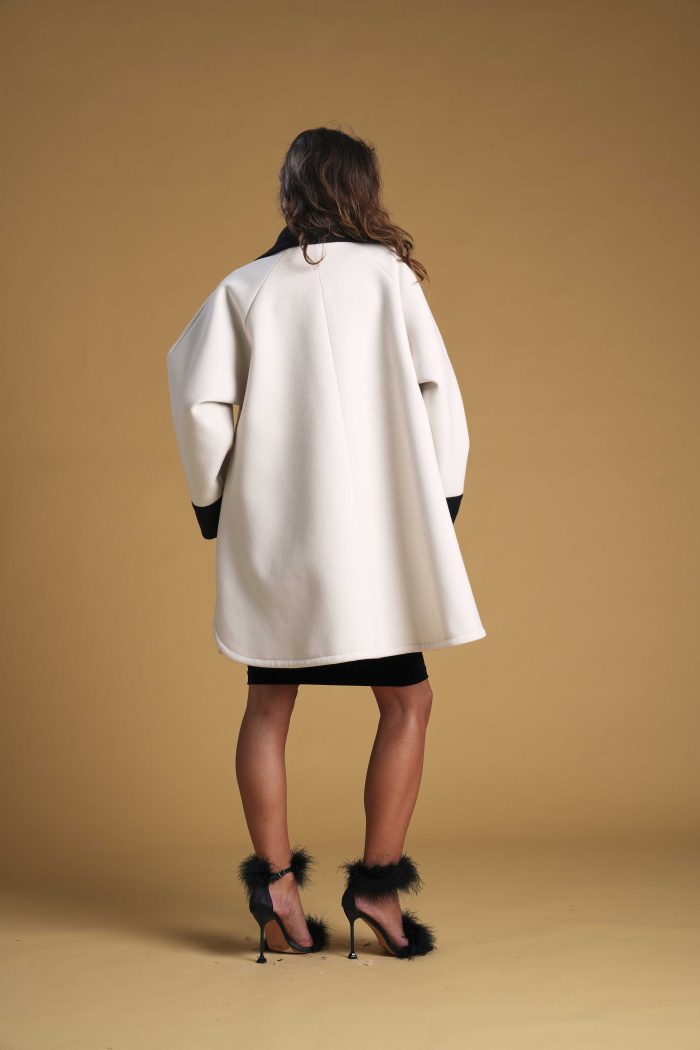 Cabanne Gyanni cappotto over size doppio petto bicolore taglia unica - immagine 2