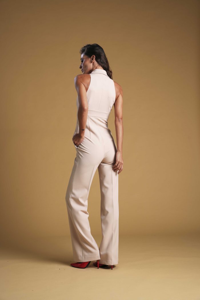 Jumpsuit Giorgiana in tessuto Top Cady colore Beige - immagine 2