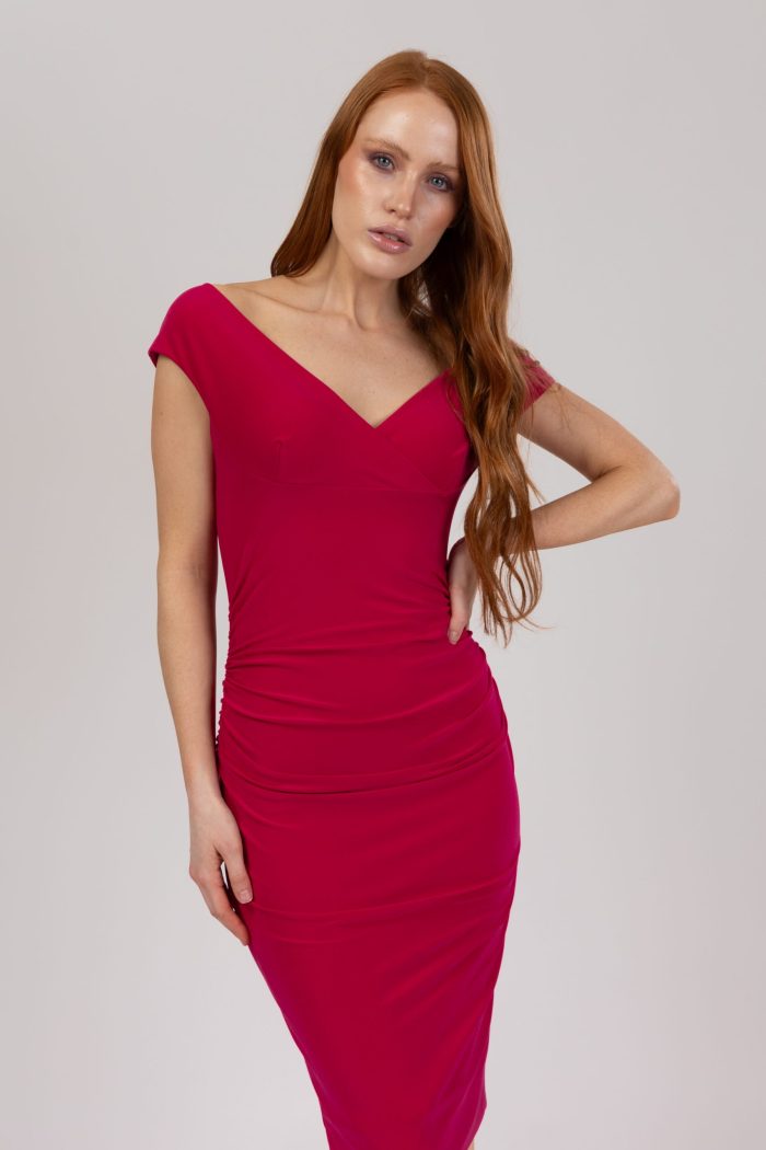 Jersey Dress Cecile drappeggiato con scollo incrociato Lipstick