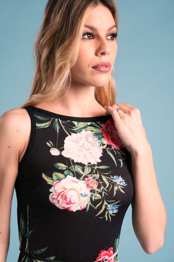 Jersey Dress GENNY in Satin Jersey BOUQUET - immagine 3
