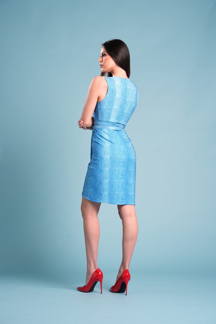 Jersey Dress EMMANUELLE in Satin Jersey DENIM - immagine 4
