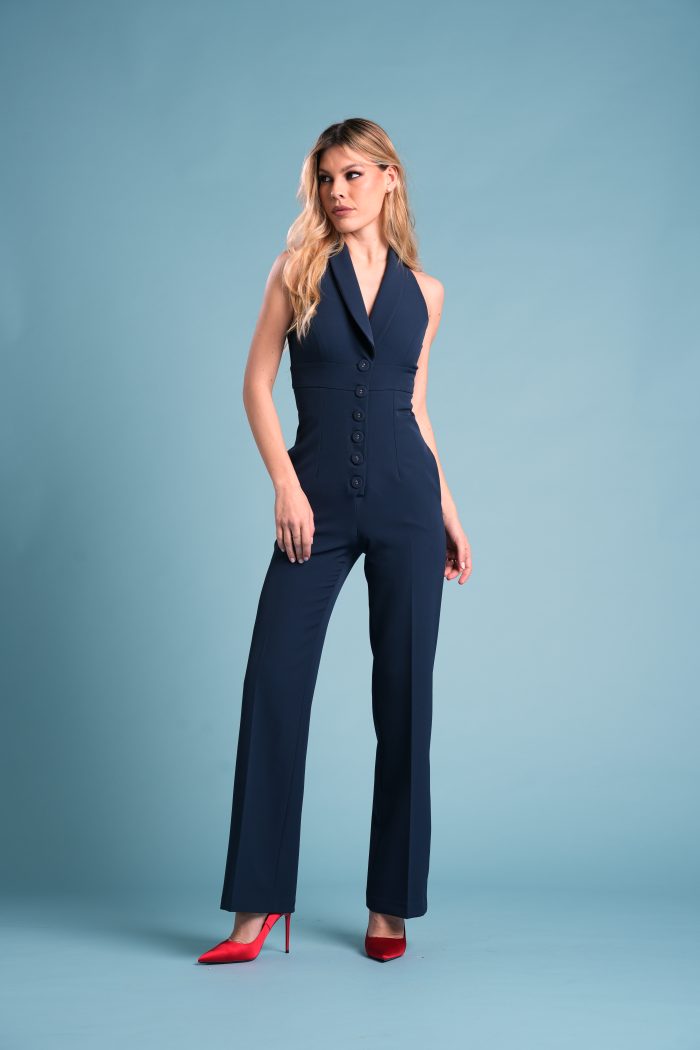 Jumpsuit GIORGIANA in cady light BLU NOTTE