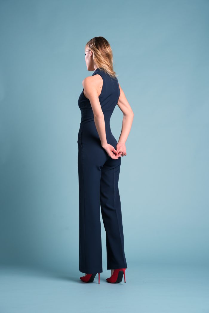 Jumpsuit GIORGIANA in cady light BLU NOTTE - immagine 3