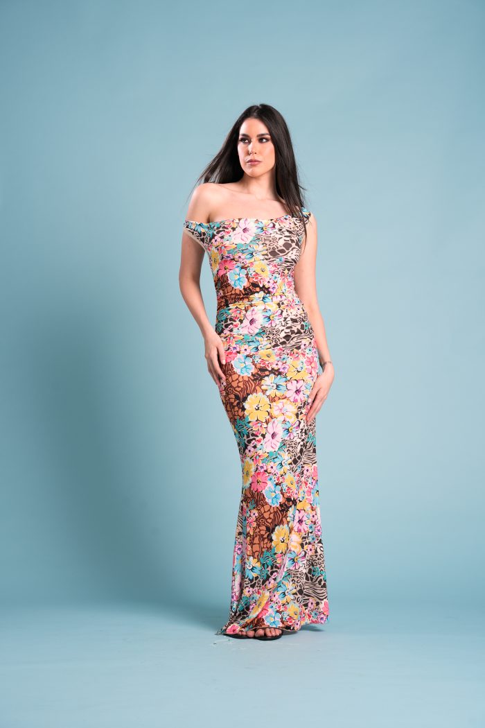 Jersey Dress LUVY LOVE in Satin Jersey FLOWER - immagine 2
