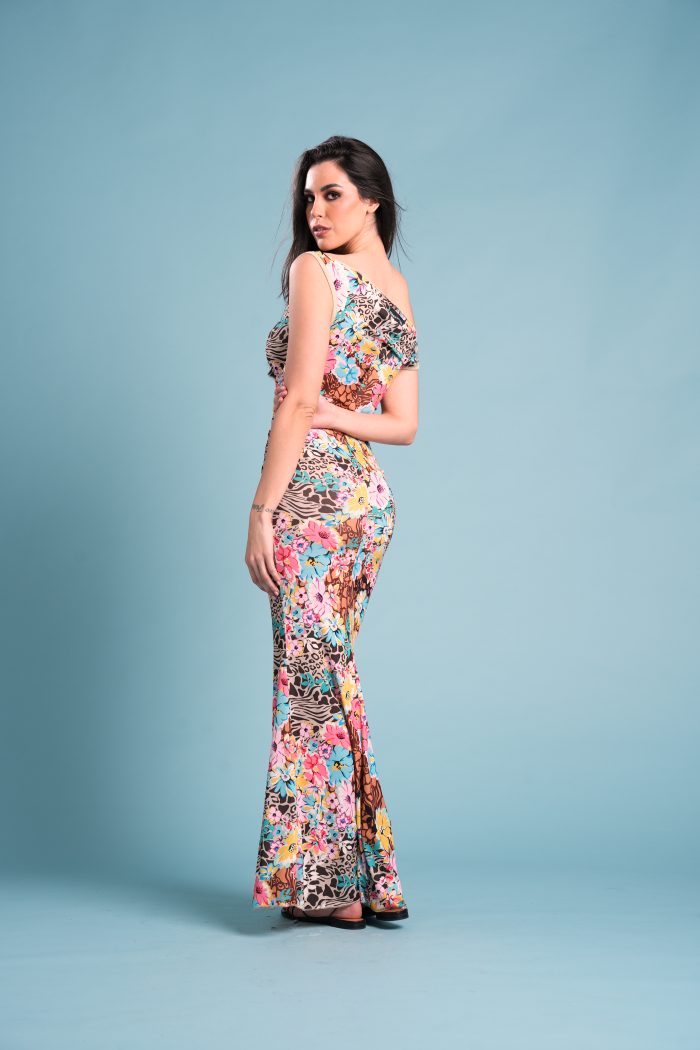 Jersey Dress LUVY LOVE in Satin Jersey FLOWER - immagine 4