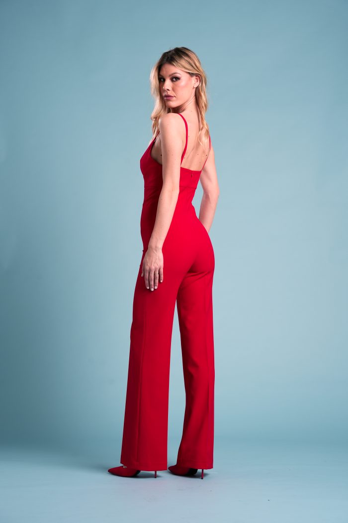 Jumpsuit LINDA in Top Cady ROSSO - immagine 3